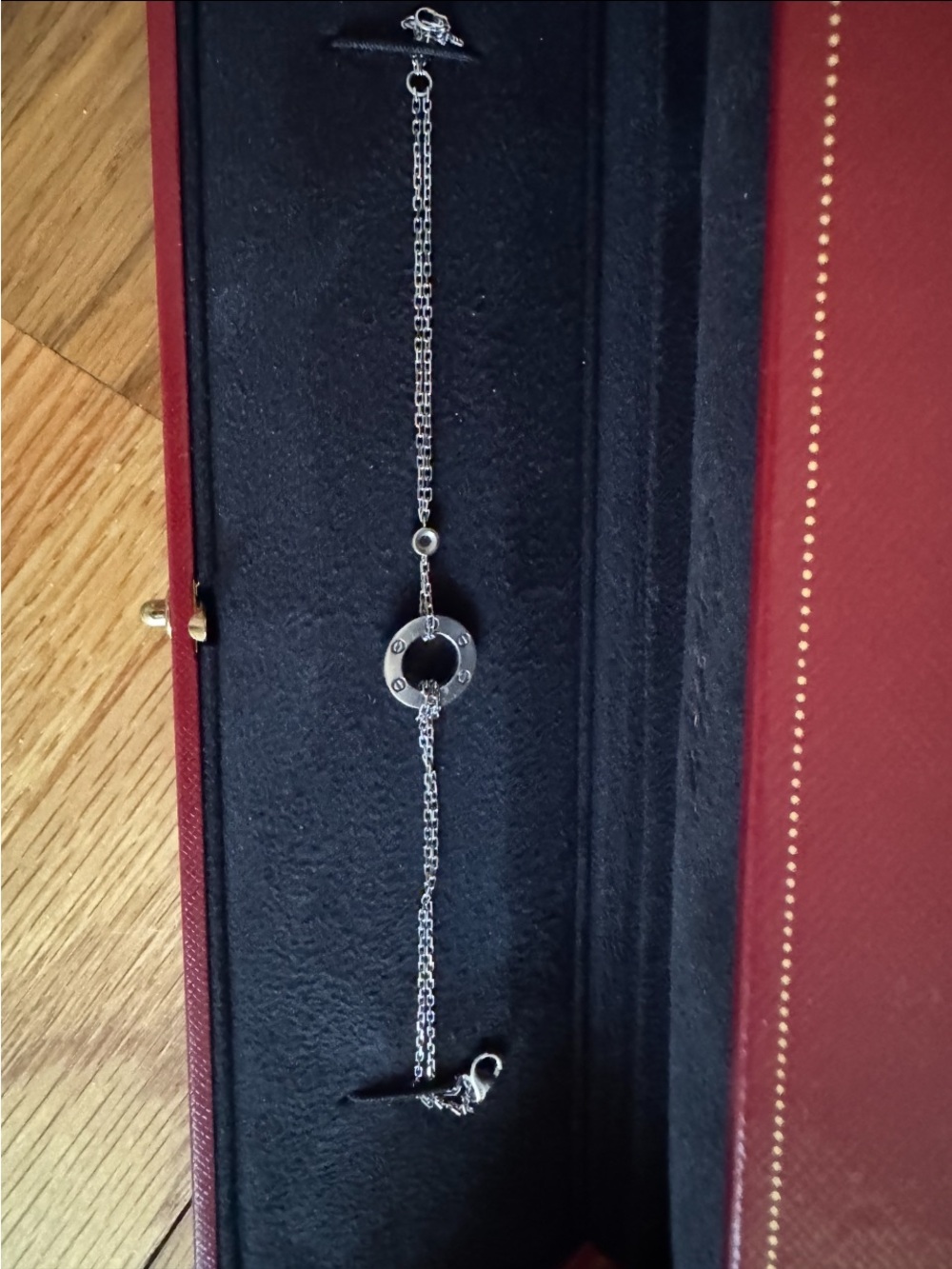 Cartier 14K White Gold Love Bracelet with 2 diamonds. Comes with box and cert.